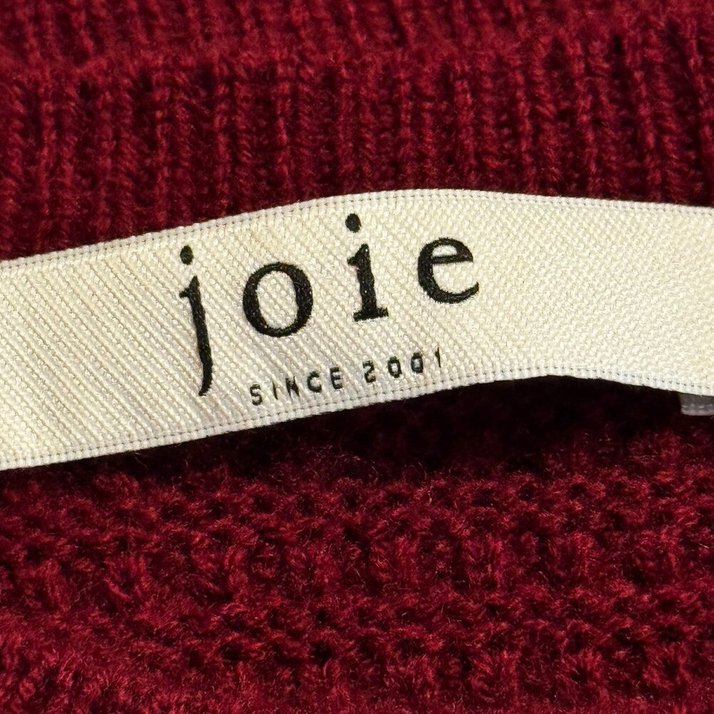 Joie Burgundy Embroidered Knit Puff Sleeve Sweater Sheer Front Size S - Picture 3 of 11